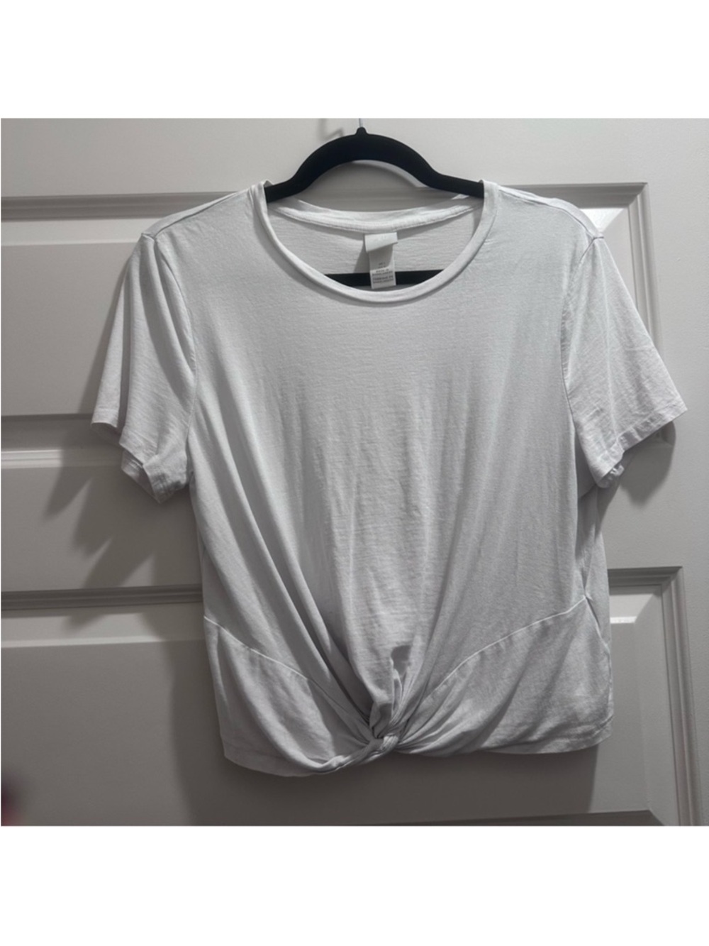 2 Shirts for 1! White Twist-Front Short Sleeve & Grey Chic T-Shirt